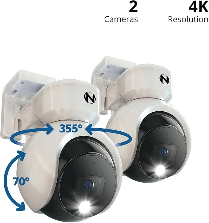 Night Owl® Add On Wired 4K Deterrence Cameras with 2-Way Audio - 2 Pack - White
