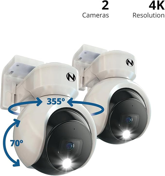 Night Owl® Add On Wired 4K Deterrence Cameras with 2-Way Audio - 2 Pack - White