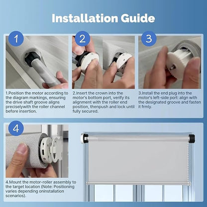 ZigBee 3.0 Smart Roller Shade Motor for 2" Tube, Heavy Duty 6.0N.m 10N.m Electric Blinds Retrofit Kit, Compatible with Alexa/Google Home (6.0 N.m Motor Suitable for Φ40mm (1.57") Octagonal Tube)