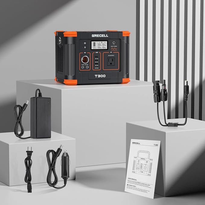GRECELL Portable Power Station 330W (Peak 600W) 288.6Wh Solar Generator