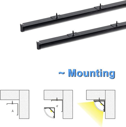 VST LED Channel, V Shape Led Diffuser Channel, LED Aluminum Channel with Black Cover, End Caps and Mounting Clips for LED Strip Light in Home Lighting(6pack 1 ft)