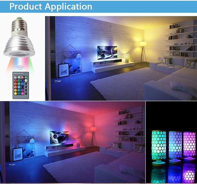 E26/E27 3W RGB Color Changing Spotlight with IR Remote Control Mood Ambiance Lighting colorful LED Light Bulbs,Dimmable 85-265V (Pack of 5)