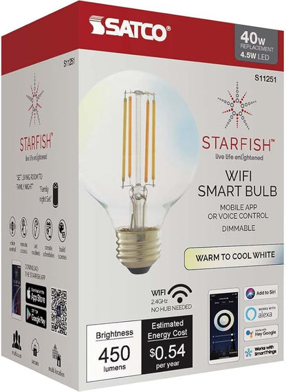Satco S9383 LED A19 Light Bulb, 6.5W, 500L, 3000K, 25000 Hour Rating, Warm White