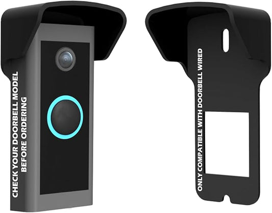 No Drill Rain Cover for Video Doorbell Wired (Model 5AT3T5) Hood Anti-Glare Protection Weather Protector Rain Shield No-Drill Weatherproof Snow Sun Shade Made in UK