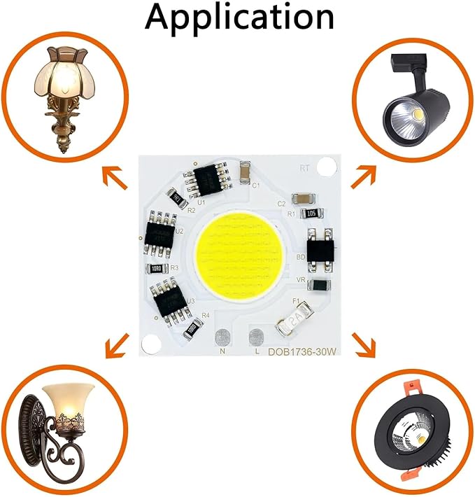 LED COB Chip 30W 2400lm Lumens Pure White Warm White Light 3000k 6500k 220V Smart IC No Need to Drive Commercial Lighting l(Pure White 6500K)