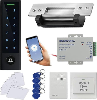 WiFi Remote Manage IP66 Watreproof Access Control Keypad ANSI Standard North American Heavy Duty Electric Strike Lock Push Exit Button Smart Phone App Remote ADD/Delete User