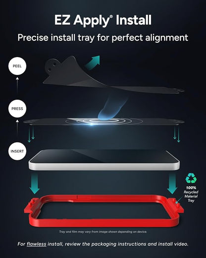 ZAGG Glass Elite Privacy Screen Protector for iPhone 16 Plus / 15 Plus - 2-Way Privacy Filter, Ultra-Strong Tempered Glass, 5X Stronger, Smudge-Free, Easy Install, InvisibleShield, Recycled Content
