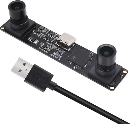 MMlove USB Stereo Camera Synchronous Dual Lens 1080P 60FPS Camera Module 4MP 3D Webcam 117° Wide Angle View Lightburn Webcam USB2.0 Plug & Play for VR Face Recognition Streaming,PC/Laptop/Raspberry Pi