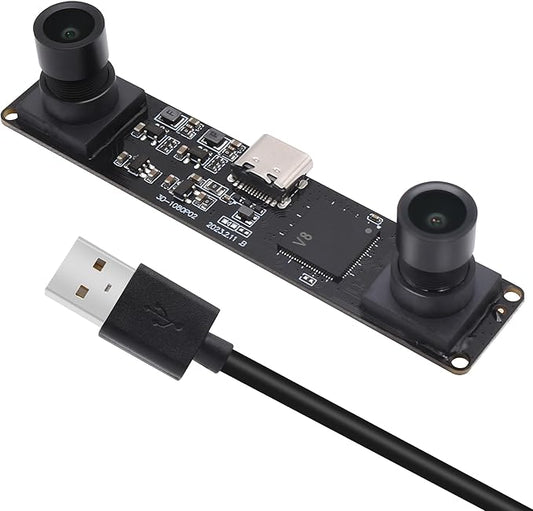 MMlove USB Stereo Camera Synchronous Dual Lens 1080P 60FPS Camera Module 4MP 3D Webcam 117° Wide Angle View Lightburn Webcam USB2.0 Plug & Play for VR Face Recognition Streaming,PC/Laptop/Raspberry Pi
