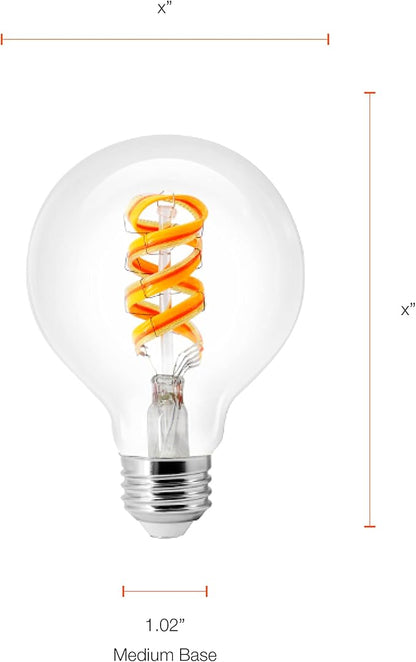 Sylvania WiFi LED Smart G25 RGBW Color and Amber Finish Filament Light Bulb, 7W Efficient, for Alexa/Google Assistant, 2000K, No Hub Required, Clear - 1 Pack (75808)