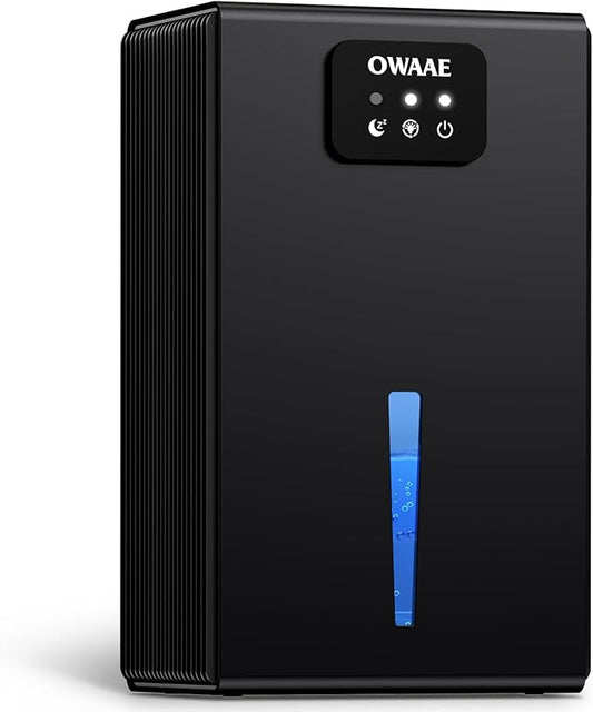 Dehumidifier, 1000 sq.ft Quiet Dehumidifiers for Home Bedroom Bathroom Basement with 95oz Water Tank, Sleep Mode, Auto Shut-Off 7 Colors LED Light, Black