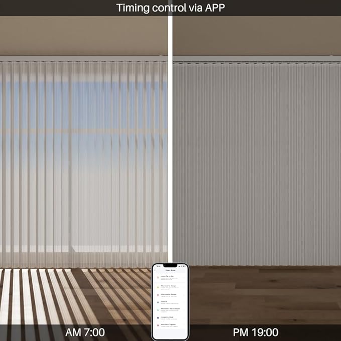 Motorized Sheer Vertical Blinds Work with Alexa Google Home, Light Filtering Smart Vertical Blind Sliding Door Blinds Remote Control Blinds for Sliding Glass Door Customize, Texture Grey