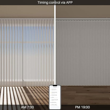 Motorized Sheer Vertical Blinds Work with Alexa Google Home, Light Filtering Smart Vertical Blind Sliding Door Blinds Remote Control Blinds for Sliding Glass Door Customize, Texture Grey