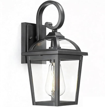 Front Porch Lights Outdoor Wall Lights Exterior Wall Sconce, Black Exterior Light Fixtures with Clear Glass, Farmhouse Outdoor Lighting Fixtures for House Front Door Garage Patio