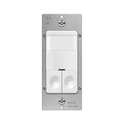 TOPGREENER Dual Load Motion Sensor Switch, PIR Sensor Light and Fan Switch, Occupancy & Vacancy Modes, No Neutral Wire Required, Ground Wire Required, 150W LED/CFL, 1/4HP, Single Pole, TDOS5-JD, White