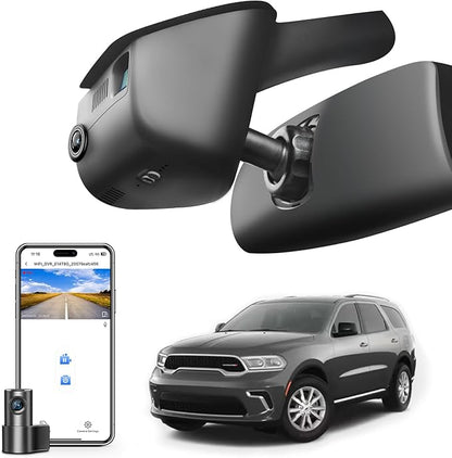 Mangoal Front 4K & Rear 1080P Dash Cam Custom Fit for Dodge Durango 2016-2026 (Model B), GT R/T SRT SXT,Integrated OEM Look, UHD 2160P, WiFi & App,128GB Card