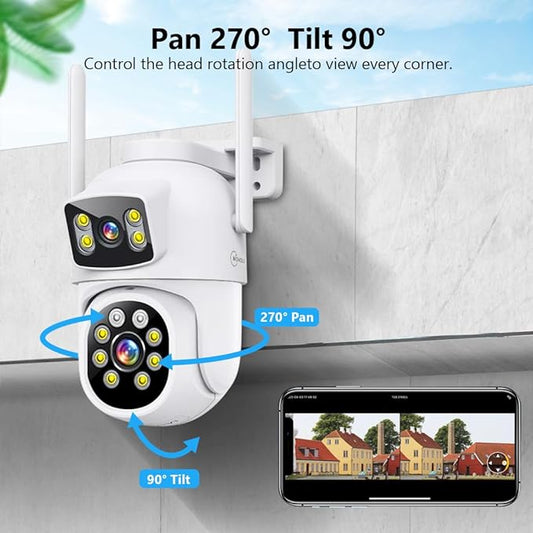 MOVOLS Wireless Security Camera 5G/2.4G WiFi 4MP Dual Lens Camera,2K HD PTZ Dome Cameras with Color Night Version, Motion Detection
