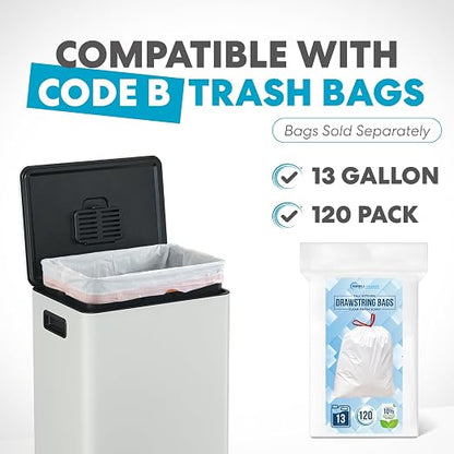 SIMPLI-MAGIC 13 Gallon / 50L Step Trash Can, Infinity Edge, Cloud Dancer