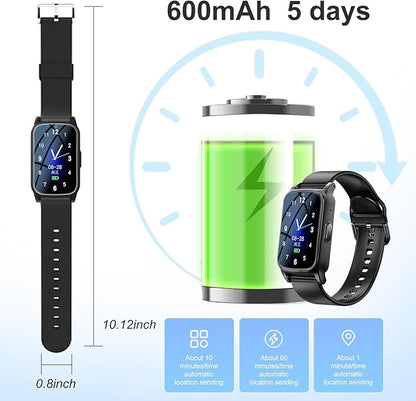 Fall Detection Smart Watch for Seniors with GPS Tracking, SOS Alert & HD Video Call, Waterproof Fitness Tracker for Dementia/Alzheimer’s, 4G Safety (Casual, Black)
