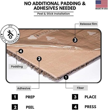 Smart Squares Easy Street Premium Plush Carpet Tiles, Made in USA – 8x8 Peel and Stick Floor Tiles with Attached Padding – Seamless DIY Carpet Squares (0.44 Sq Ft, Sample, 909 Lava)