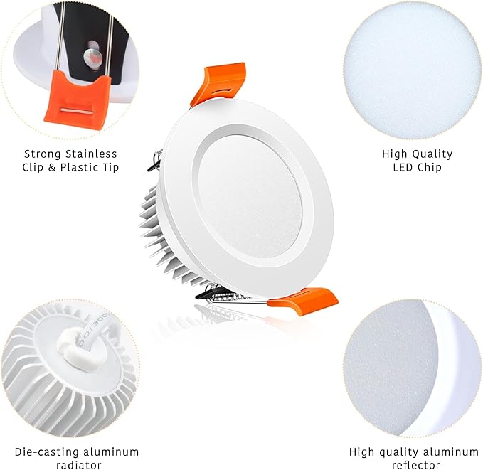 2 Inch LED Downlight, 3W Recessed Lighting Dimmable Ceiling Light Kit, 5000K Daylight White, CRI80 LED Can Lights with Driver(35W Halogen Equivalent), 10 Pack