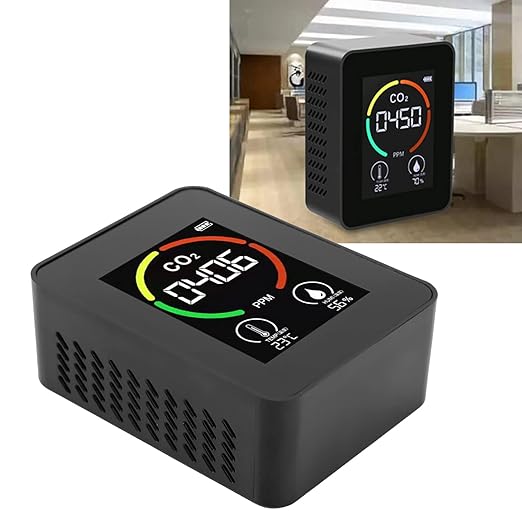 CO2 Detector TVOC Sensor Real Time Monitor Broad Utility Easy Reading, Ideal Present for Home, Charging with USB
