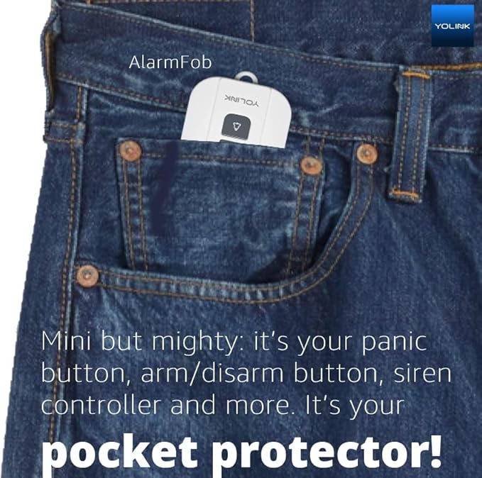 YOLINK AlarmFob Smart Security Fob - Arm/Disarm, Panic Button, Siren Control & More, LoRa Extreme Long (up to 1/4 Mile Open-air) Range (Hub Required for Full Functionality)