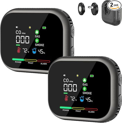 6-in-1 Steadfast Haven Air Quality Monitor, Plug-in Digital Environment Detector with Magnetic Mount & Battery Backup, Portable Temperature Humidity Meter with LCD Display for Home, RV, Travel