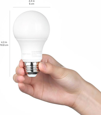 Amazon Basics A19 Dusk to Dawn Sensor LED Outdoor Light Bulbs, 60W Equivalent, Energy-Efficient 9W, Daylight White 5000K, E26 Base, Auto On/Off, Porch, 10,000 Hours, 6-Pack