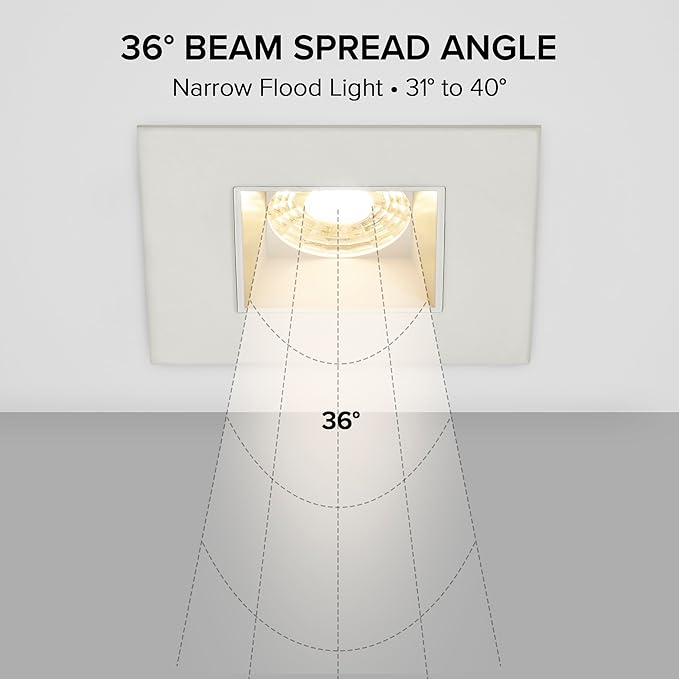 Maxxima 2 in. Ultra-Thin Recessed Anti-Glare LED Downlight - Canless IC Rated, 500 Lumens, 5 Color Temperature Selectable 2700K/3000K/3500K/4000K/5000K, Dimmable Square Stone Gray Trim, 90 CRI
