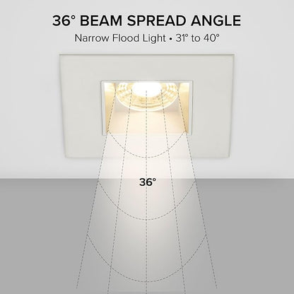 Maxxima 2 in. Ultra-Thin Recessed Anti-Glare LED Downlight - Canless IC Rated, 500 Lumens, 5 Color Temperature Selectable 2700K/3000K/3500K/4000K/5000K, Dimmable Square Stone Gray Trim, 90 CRI