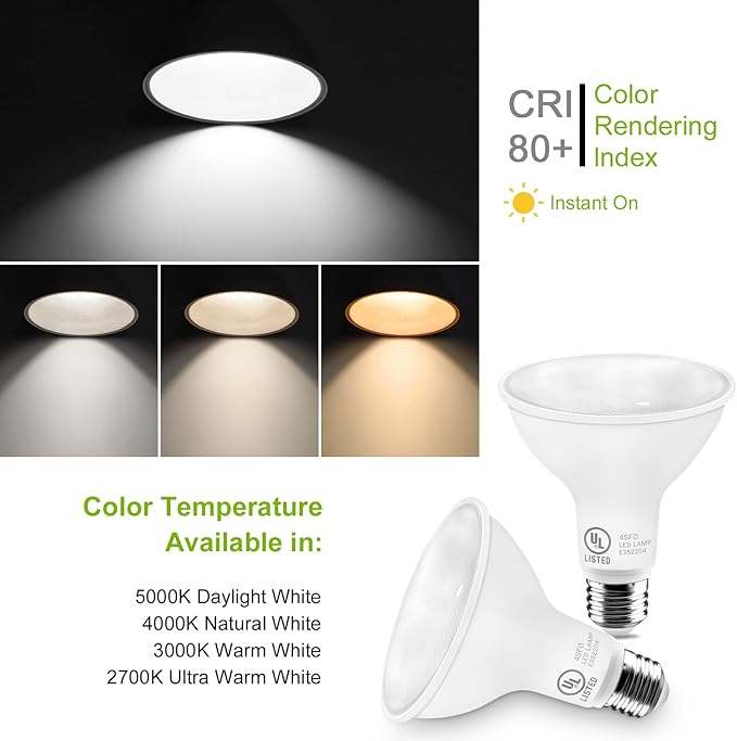 LightingWill 11W Par30 LED Bulb (75W Equivalent), UL Listed, 3000K Warm White Dimmable Flood Light Bulbs, 850 Lumens, E26 Base, LED Recessed Light Bulbs for Indoor Outdoor, 12 Pack