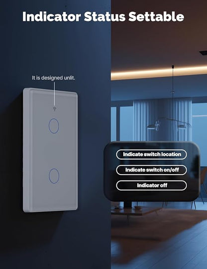 MOES Matter Smart Light Switch, 2.5D Glass Touch, Alexa & Google, 3 Gang | Premium 2.5D Glass Panel, Matter WiFi, Apple Home, Alexa Google SmartThings, Touch Control, Timer Schedule, Neutral Wire 10A