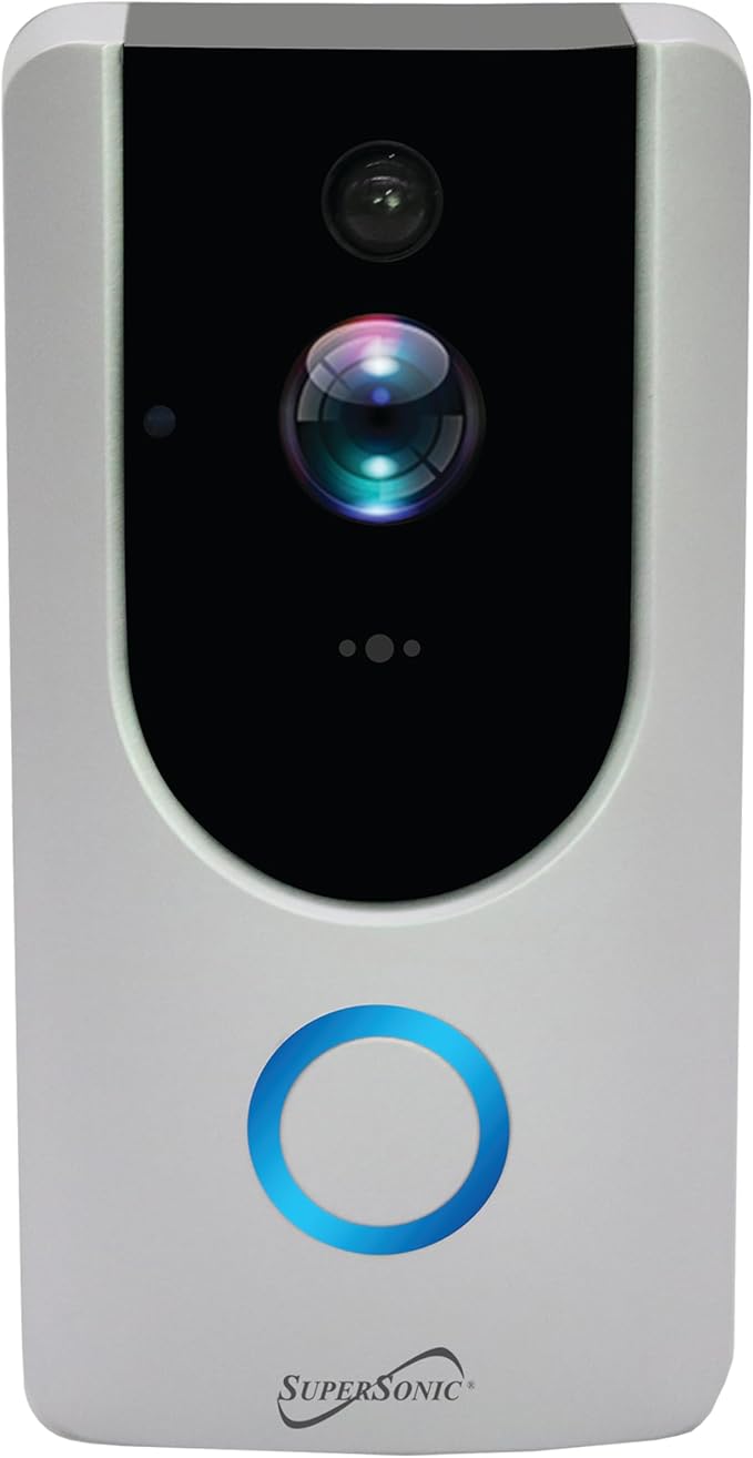 Supersonic SC-5000VD Smart WiFi Doorbell Camera, with 1080P HD Video Recording, Voice Call Intercom, Infrared Night Vision, Remote Monitor, Intercom, Trigger, Built-in SD Card, No Wire Connection