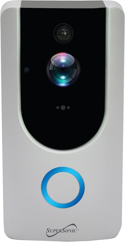 Supersonic SC-5000VD Smart WiFi Doorbell Camera, with 1080P HD Video Recording, Voice Call Intercom, Infrared Night Vision, Remote Monitor, Intercom, Trigger, Built-in SD Card, No Wire Connection