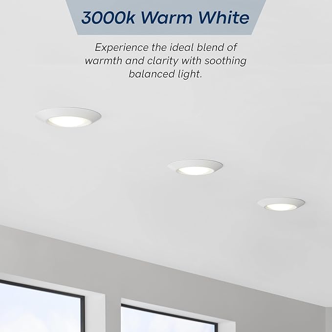 Sea Gull Lighting 14550S-15 Generation Lighting Traverse Lyte Round 6 in. 3000K, Canless Integrated LED Recessed Light, 925 Lumens, 90 CRI, T24 Complaint, Wet Rated in White Finish (20 Pack)