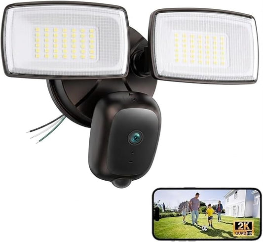Onforu 2K Hardwired Floodlight Camera, 3500LM Motion Activated Outdoor Security Camera, 5G/2.4G WiFi Color Night Vision | 2-Way Audio | Siren | 24/7 Recording | Compatible with Alexa Brown