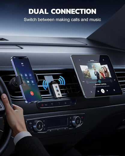1Mii B04 Bluetooth 5.4 Receiver for Car, 3.5mm Jack AUX Bluetooth Car Adapter, Wireless Audio Receiver for Home Stereo with Volume Control, Hands-Free Clear Call, 16H Battery Life (RX Only)