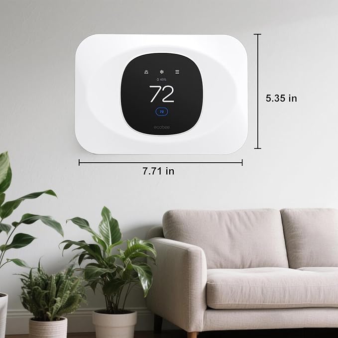 Wall Plate Cover Compatible with Ecobee Smart Thermostat Essential, Practical Ecobee Thermostat Trim Kit, Programmable WiFi Thermostat Accessory (White)