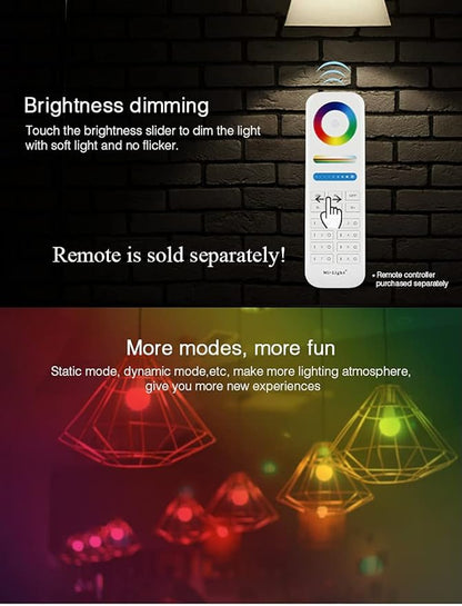LGIDTECH FUT105 Miboxer RGBWW 12W Smart 2.4GHz RF LED Light Bulb RGB+CCT Color Changing,Color Temperature Adjustable,Memory Function,Smartphone Control via WL-Box2 Gateway (Sold Separately)