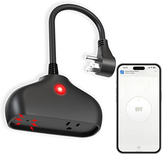 WiFi Power Failure Alarm, Smart App Alerts & 110dB Siren & Indoor / Outdoor Use for Freezer, Sump Pump, Aquarium, Greenhouse, Pond Pump