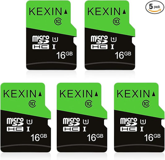 KEXIN 16GB Micro SD Card 5 Pack microSDHC Memory Card UHS-I C10 U1 Micro SD Card Full HD High Speed TF Card for Smartphone Tablet Action Camera Dash Cam Drone Game Console with SD Adapter