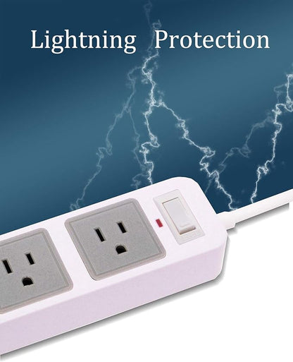 2 Prong Power Strip with USB, 2 Prong to 3 Prong Outlet Adapter with 4 USB Ports 6.6ft Extension Cord, 3 AC Outlets Flat Plug Surge Protector for Smartphone Tablets Home, Office and Hotel, White