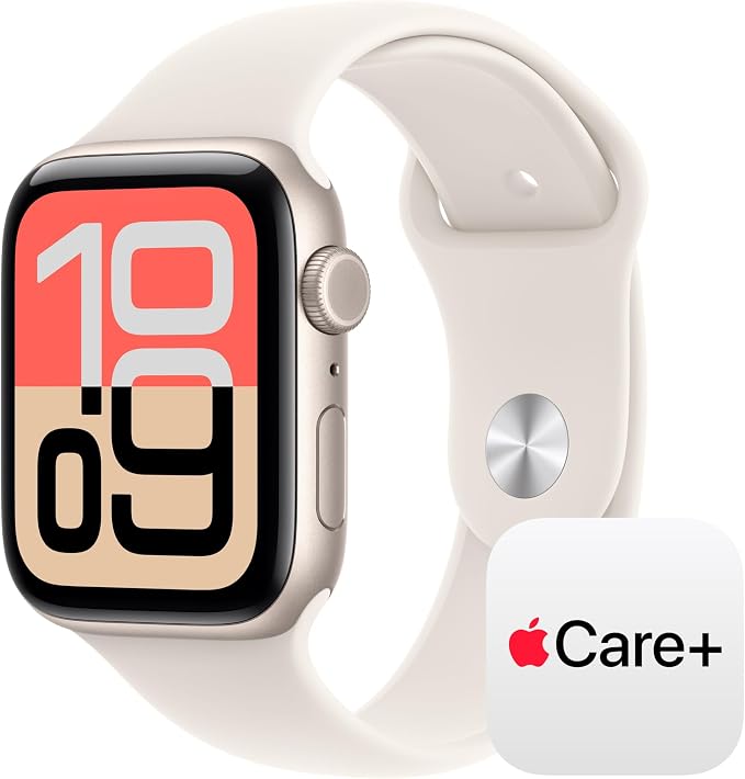 Apple Watch SE 3 [GPS + Cellular 44mm] Smartwatch with Starlight Aluminium Case with Starlight Sport Band - M/L. Fitness and Sleep Trackers, Heart Rate Monitor with AppleCare+ (2 Years)