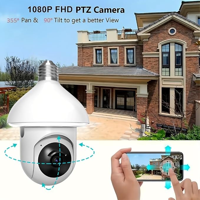 Upgrade Light Bulb Security Camera, WiFi Smart Bulb Cam Home Surveillance Camera, Human Motion Tracking, Siren Alarm, Cloud & TF Card Storage, Waterproof Outdoor Indoor Security Monitor