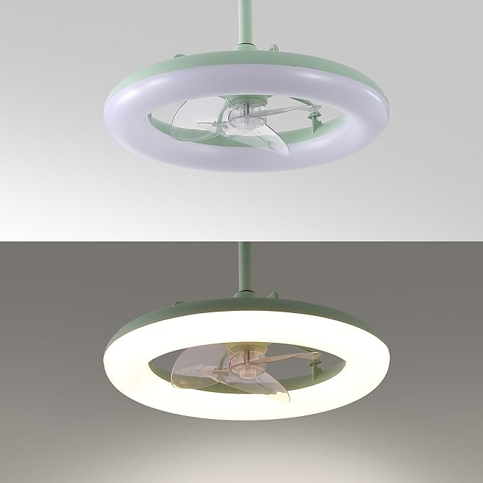 OVAL AIR AIR8001B Piero 21.5" Contemporary Minimalist 6-Speed Metal Mobile-App/Remote-Controlled Dimmable Smart Integrated LED Ceiling Fan Bedroom, Living Room, Dining Room, Pistachio Gelato