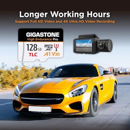 【5 Yrs Free Data Recovery】【Dash Cam】 GIGASTONE 128GB Micro SD Card 2-Pack, TLC High Endurance Pro, Speed Up to 100MB/s, Compatible with REDTIGER Rove VIOFO VANTRUE PRUVEEO, MicroSDXC UHS-I A1 V30 U3