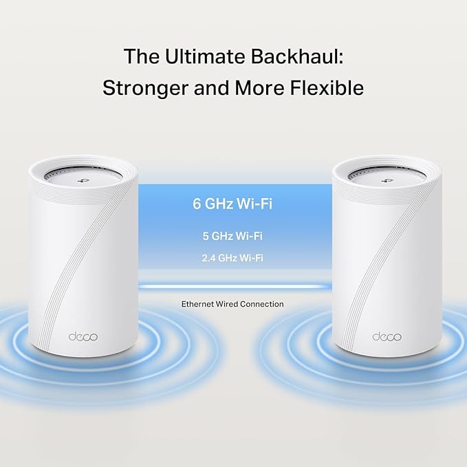 TP-Link Deco 7 Pro BE14000 Tri-Band Wi-Fi 7 Whole Home Mesh System | 8-Stream 14 Gbps | 10 Gbps WAN/LAN Port | Up to 8100 Sq.ft, 200 Devices Capacity | 320 MHz, HomeShield, AI-Roaming (BE67 3-Pack)