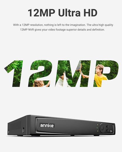 ANNKE 16 Channel NVR for Security Camera, 5-in-1 16CH 12MP Network Video Recorder with 4TB Hard Drive Disk, Supports 12MP/8MP/6MP/5MP/4MP PoE IP Cameras, 24/7 Surveillance Recording