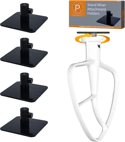 4 Pack Stand Mixer Attachment Holders Compatible with Kitchenaid Mixer Accessories (Black)